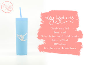 Personalised Gymnastics Rhinestone Tumbler with Straw | Ring Leap