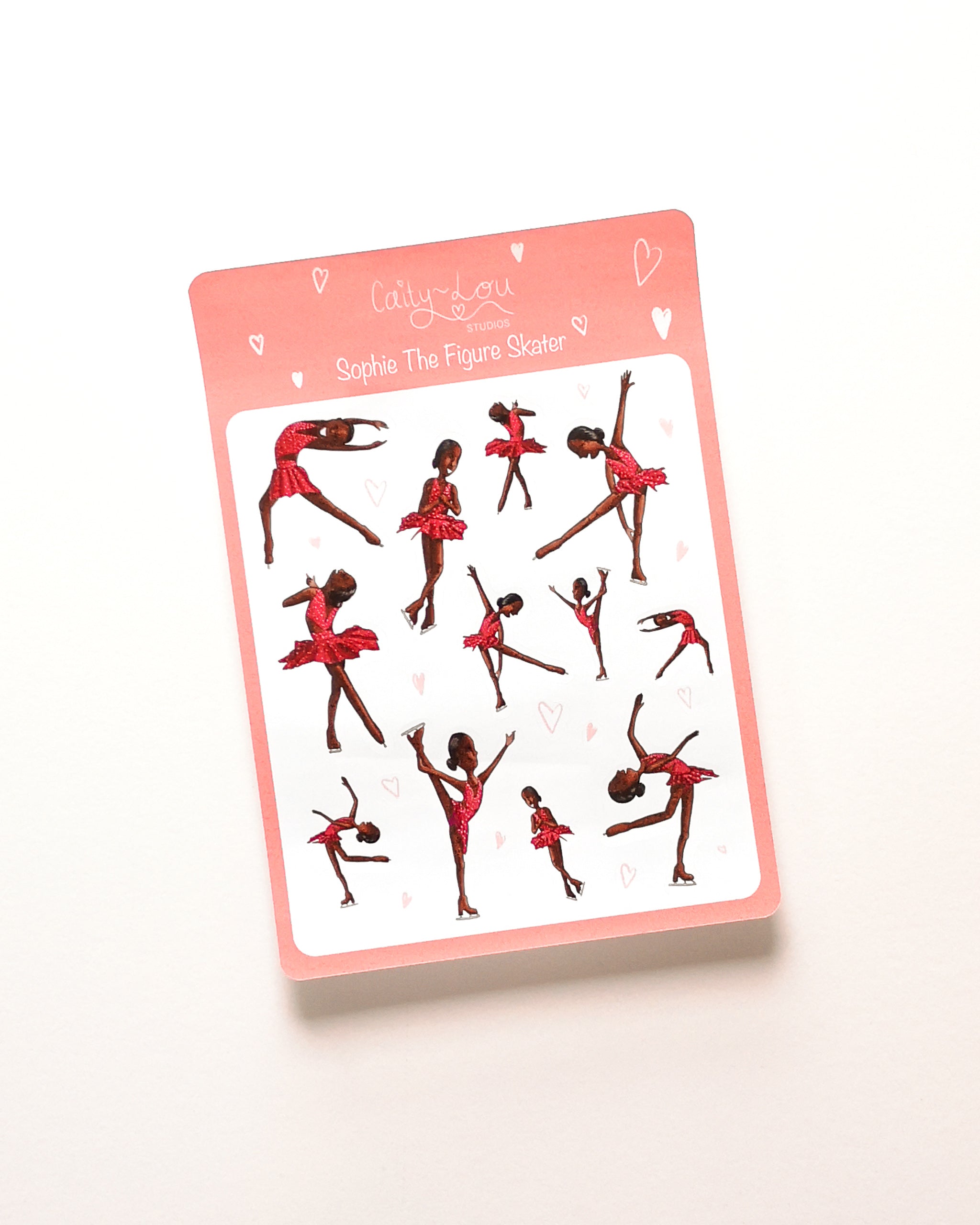 Sophie The Figure Skater Sticker Sheet | Ice Skating Illustrated Sticker Set