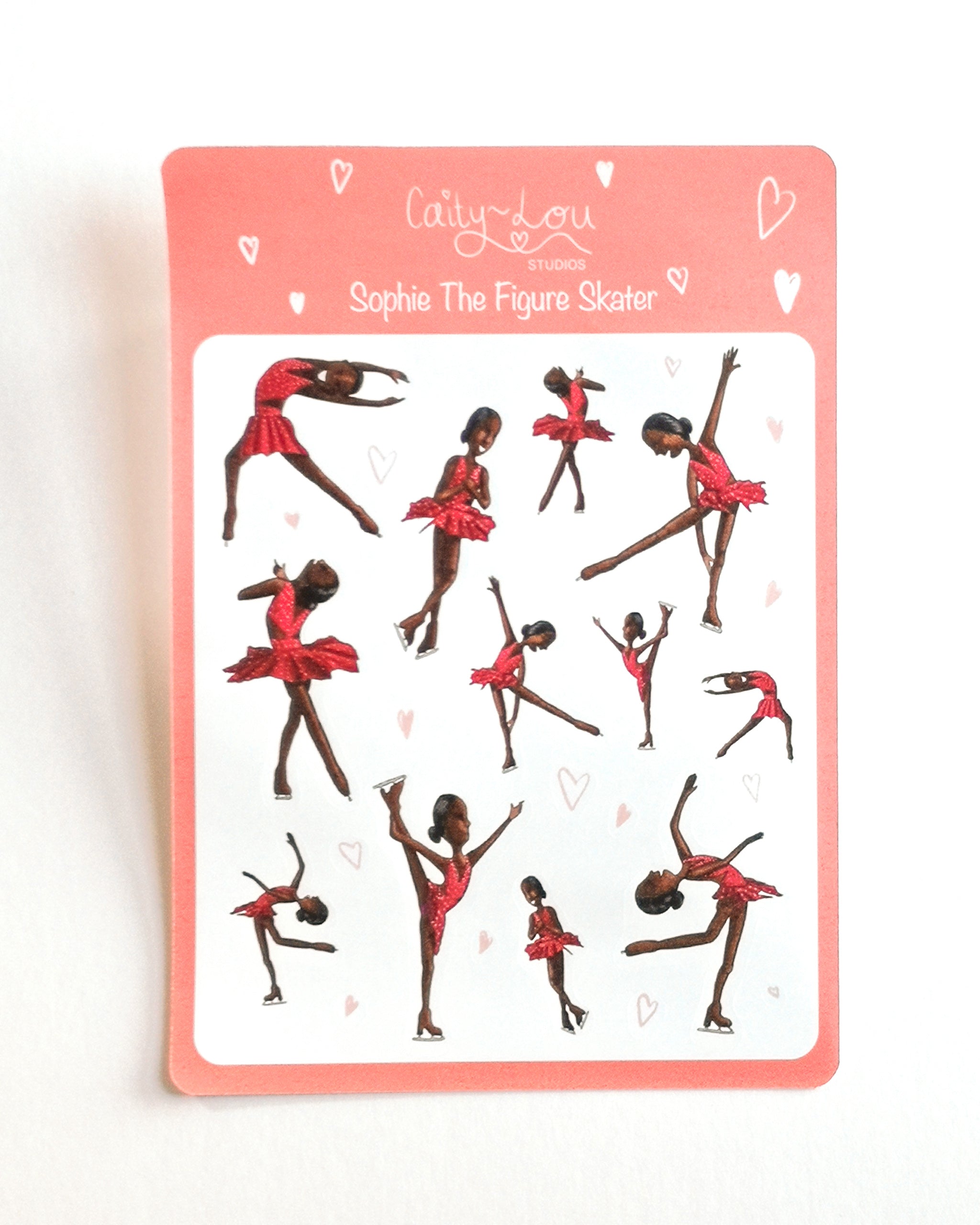 Sophie The Figure Skater Sticker Sheet | Ice Skating Illustrated Sticker Set