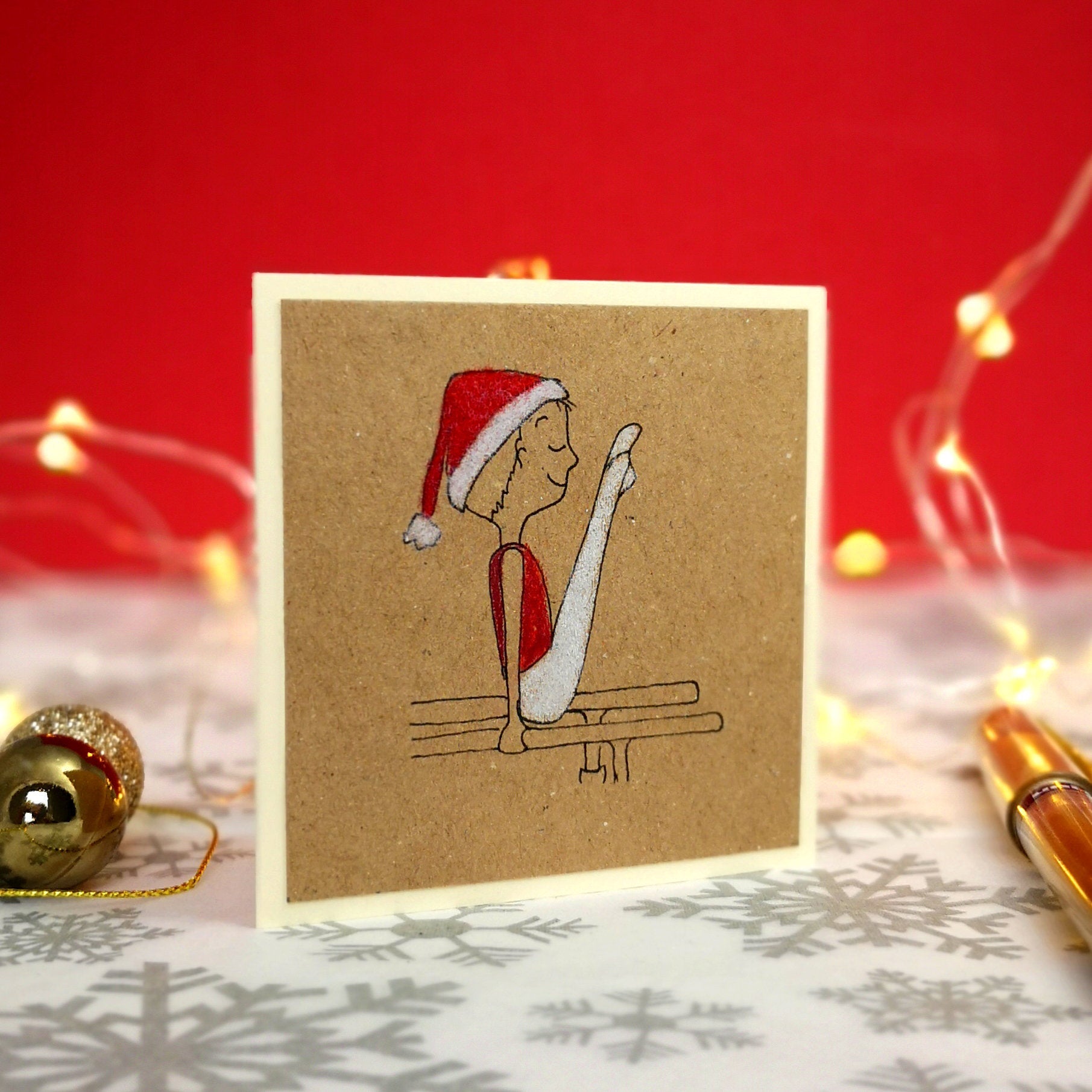 12 Handmade Gymnastics Kraft Mini Christmas Cards & Envelopes | 3 Designs | Men's Artistic