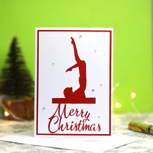 Chest Stand Beam Handmade A6 Gymnastics Silhouette Christmas Card | The Festive Edition