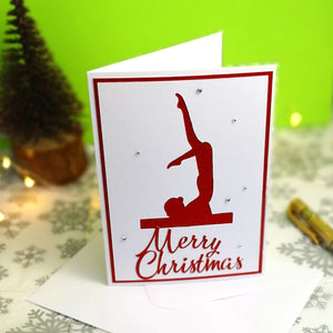 Chest Stand Beam Handmade A6 Gymnastics Silhouette Christmas Card | The Festive Edition