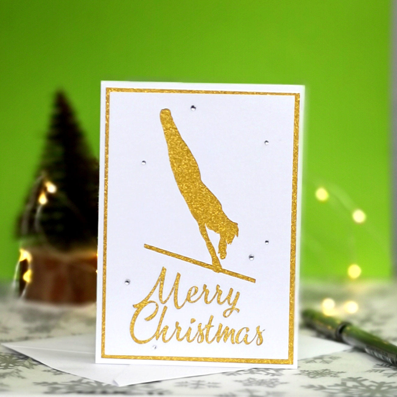 Blind Turn | A-Bars Handmade A6 Gymnastics Silhouette Christmas Card | The Festive Edition