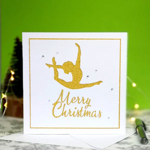 Ring Leap | Handmade Large Square Gymnastics & Dance Silhouette Christmas Card | The Festive Edition