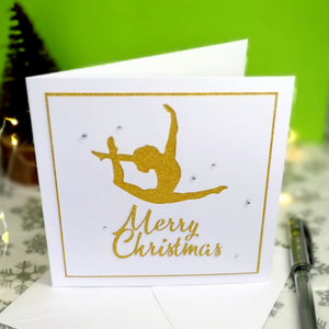 Ring Leap | Handmade Large Square Gymnastics & Dance Silhouette Christmas Card | The Festive Edition