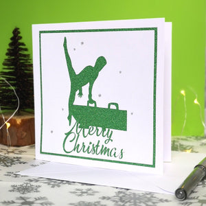 Flares | Handmade Large Square Gymnastics Silhouette Christmas Card | The Festive Edition