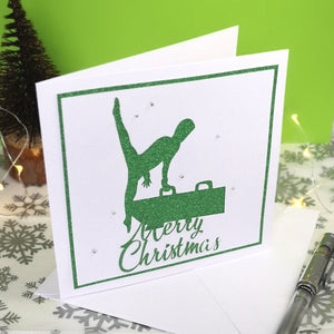 Flares | Handmade Large Square Gymnastics Silhouette Christmas Card | The Festive Edition