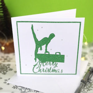 Flares | Handmade Large Square Gymnastics Silhouette Christmas Card | The Festive Edition