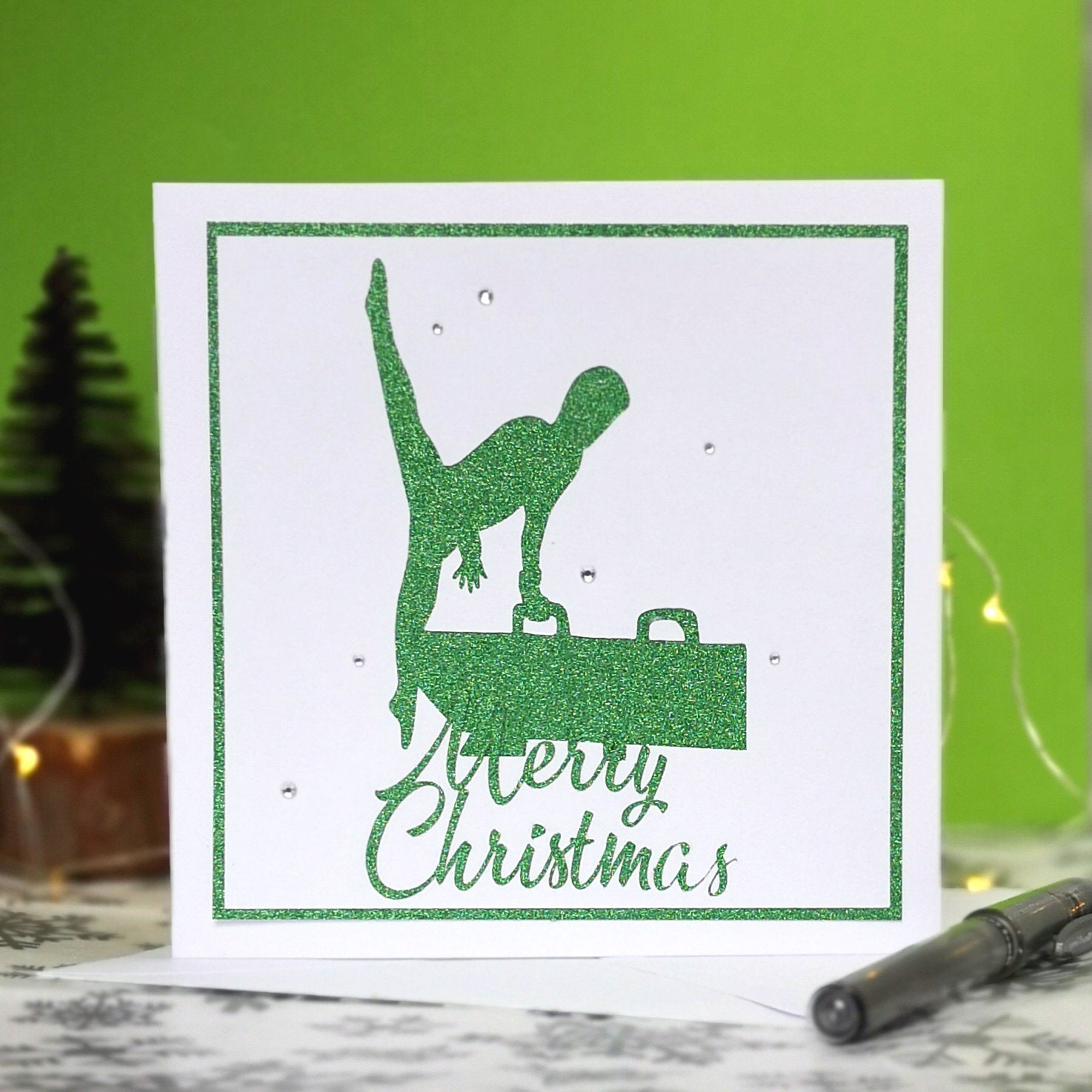 Flares | Handmade Large Square Gymnastics Silhouette Christmas Card | The Festive Edition