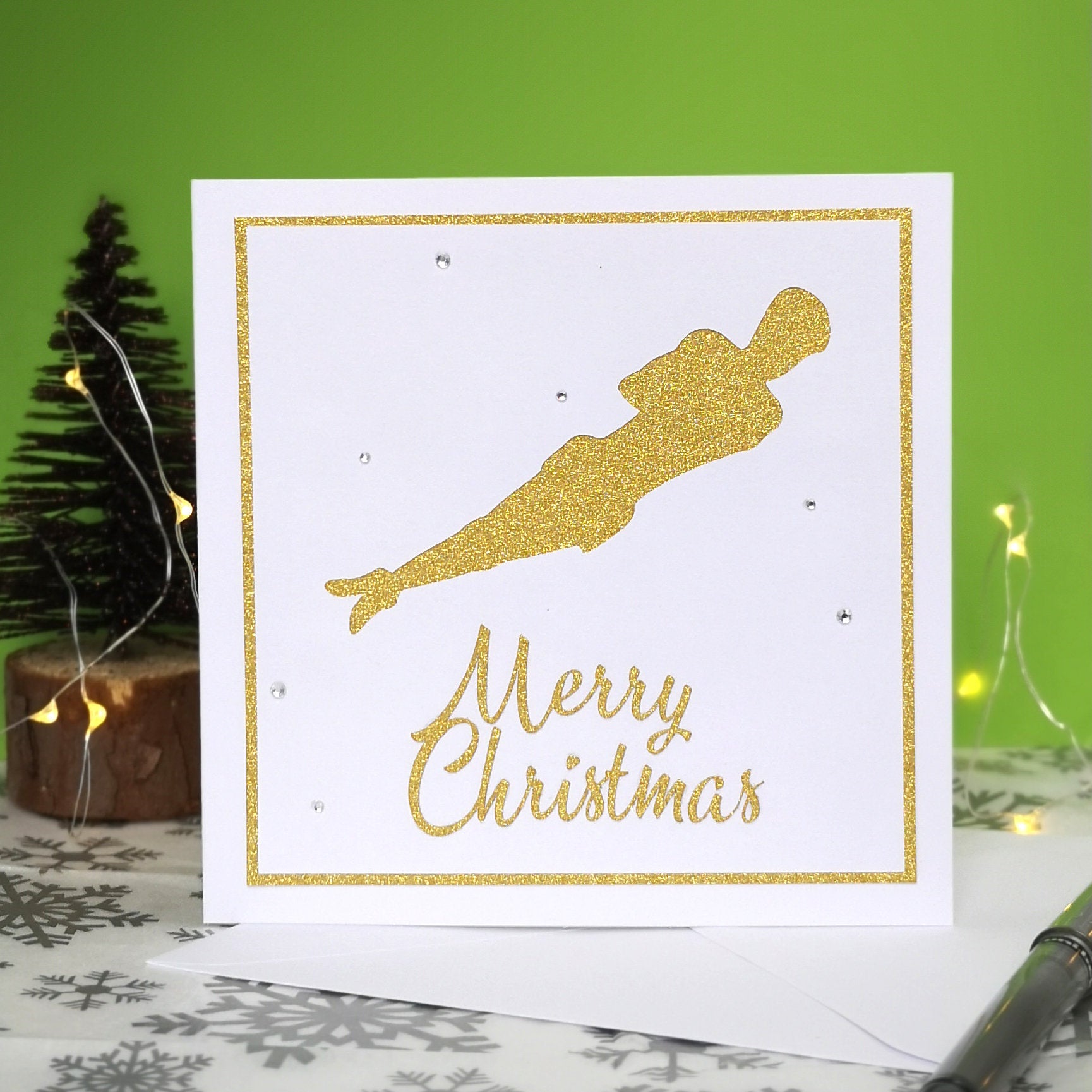 Twist | Handmade Large Square Gymnastics Silhouette Christmas Card | The Festive Edition