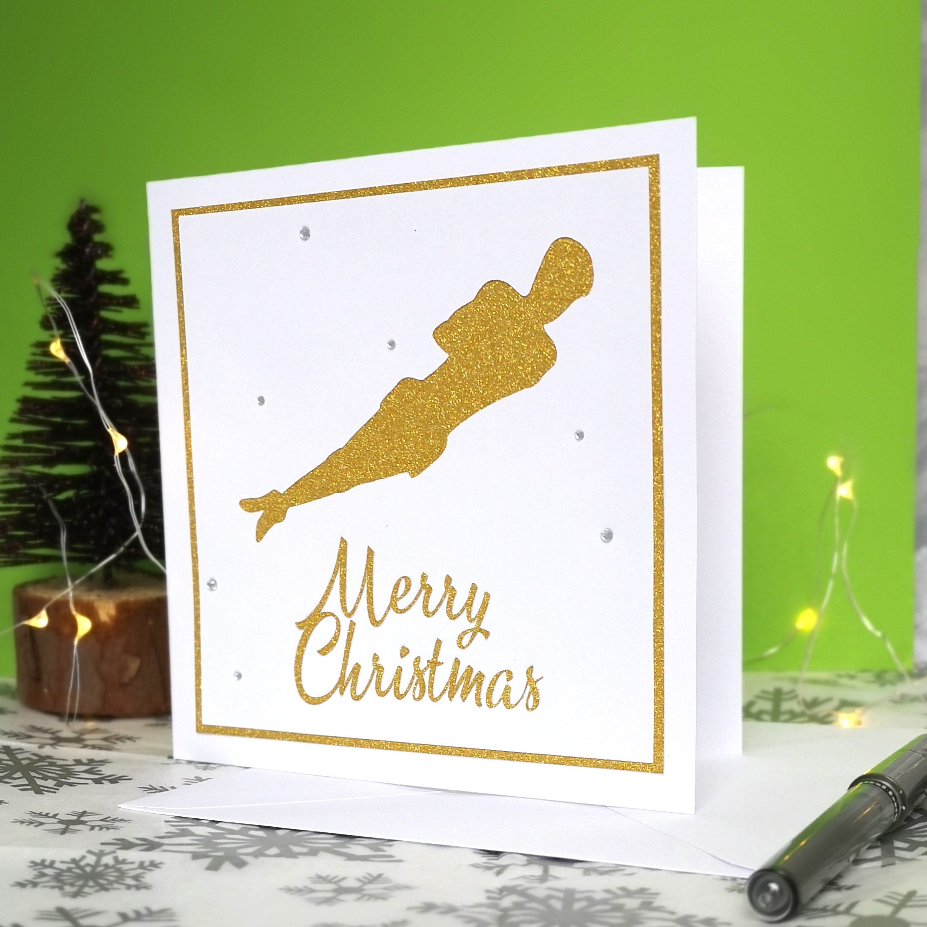 Twist | Handmade Large Square Gymnastics Silhouette Christmas Card | The Festive Edition