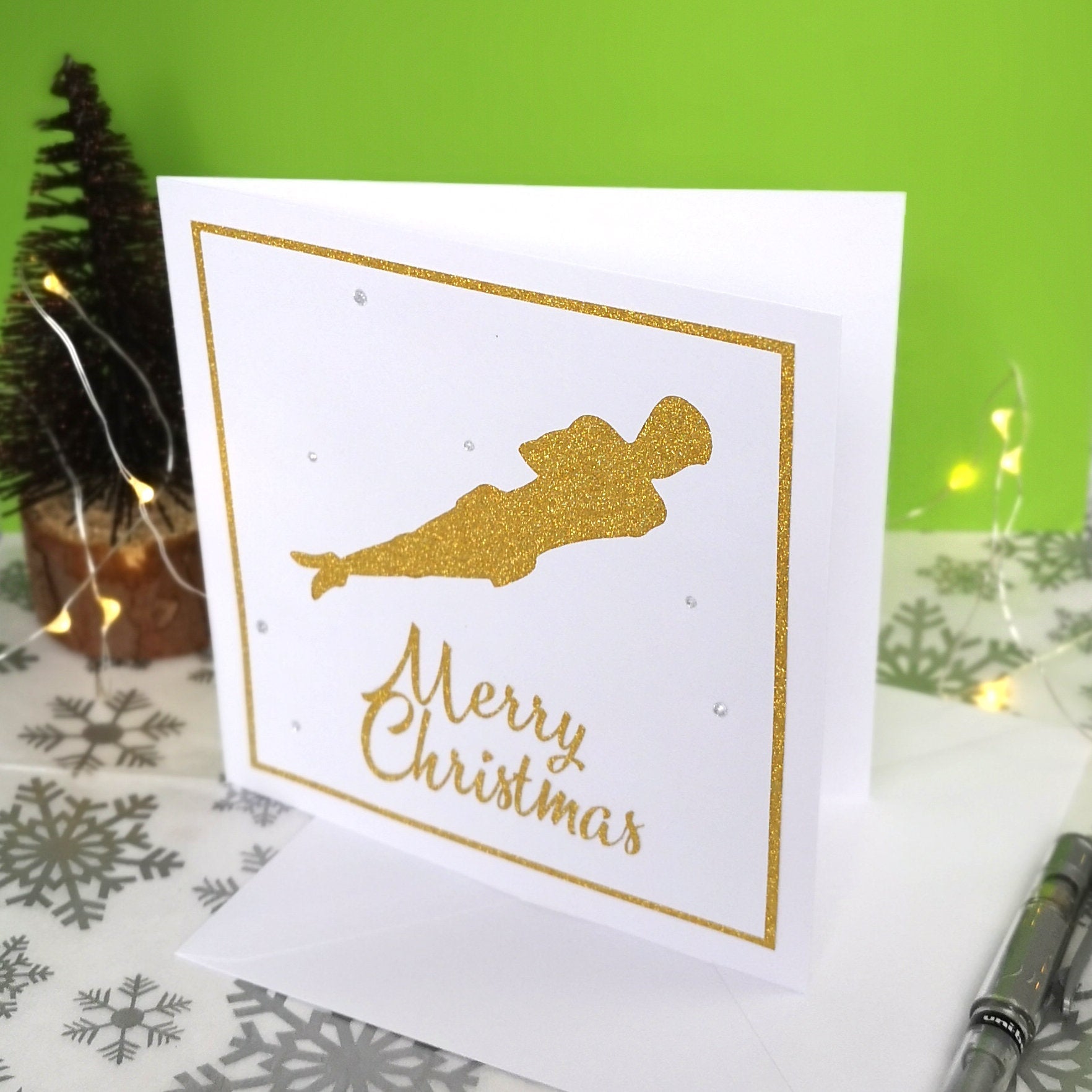 Twist | Handmade Large Square Gymnastics Silhouette Christmas Card | The Festive Edition