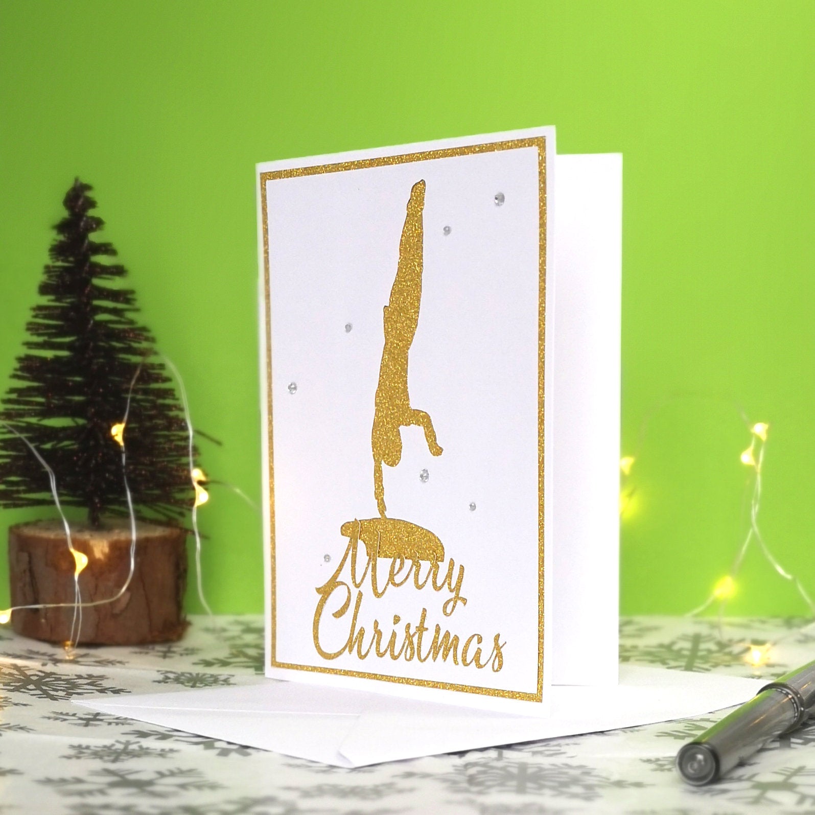 Kasamatsu Vault | Handmade A6 Gymnastics Silhouette Christmas Card | The Festive Edition