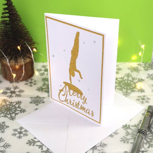 Kasamatsu Vault | Handmade A6 Gymnastics Silhouette Christmas Card | The Festive Edition