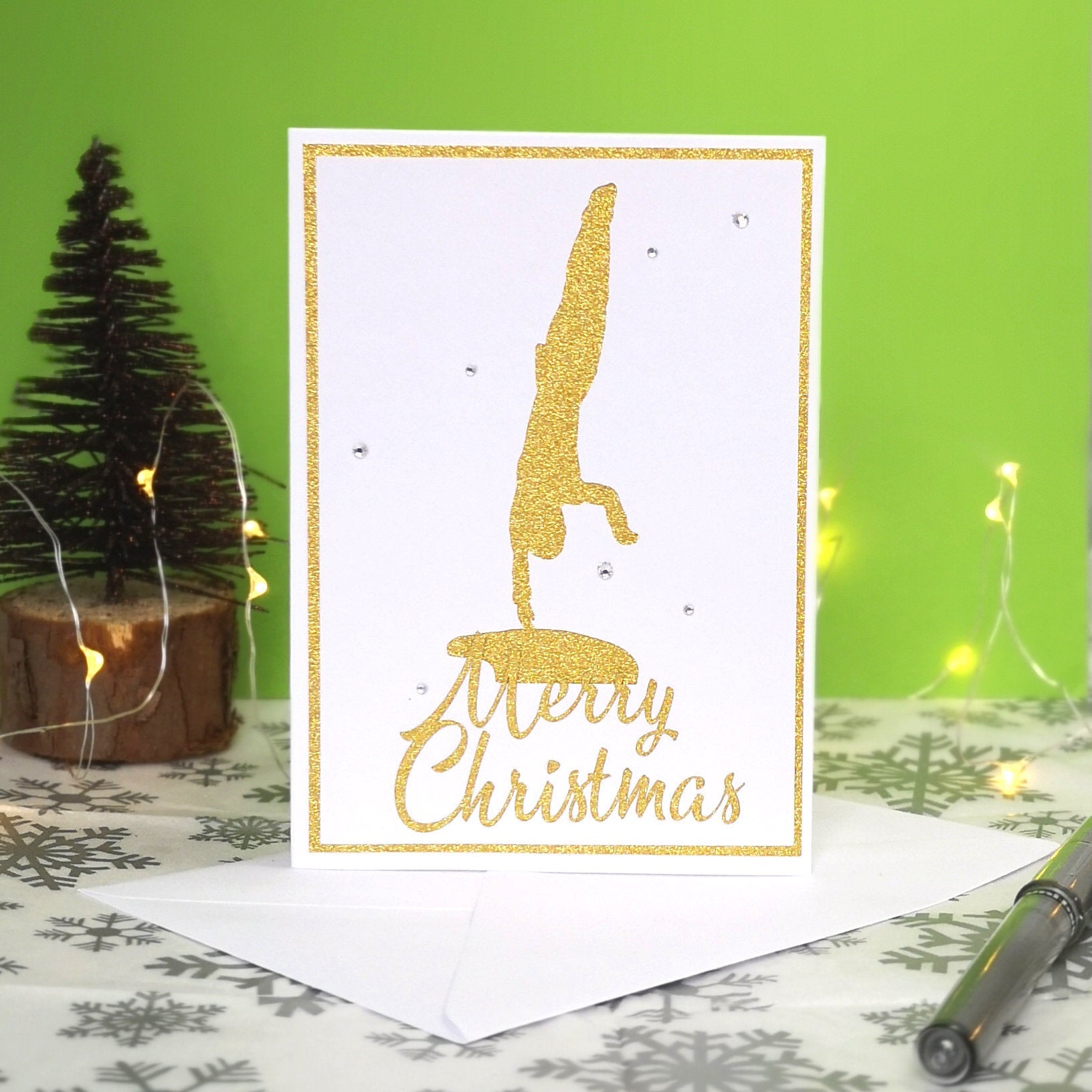 Kasamatsu Vault | Handmade A6 Gymnastics Silhouette Christmas Card | The Festive Edition