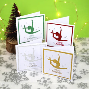 12 Handmade Gymnastics Mini Christmas Cards & Envelopes | 4 colours, 3 of each | Women's Artistic | Ring Leap | Floor Exercise | Dance