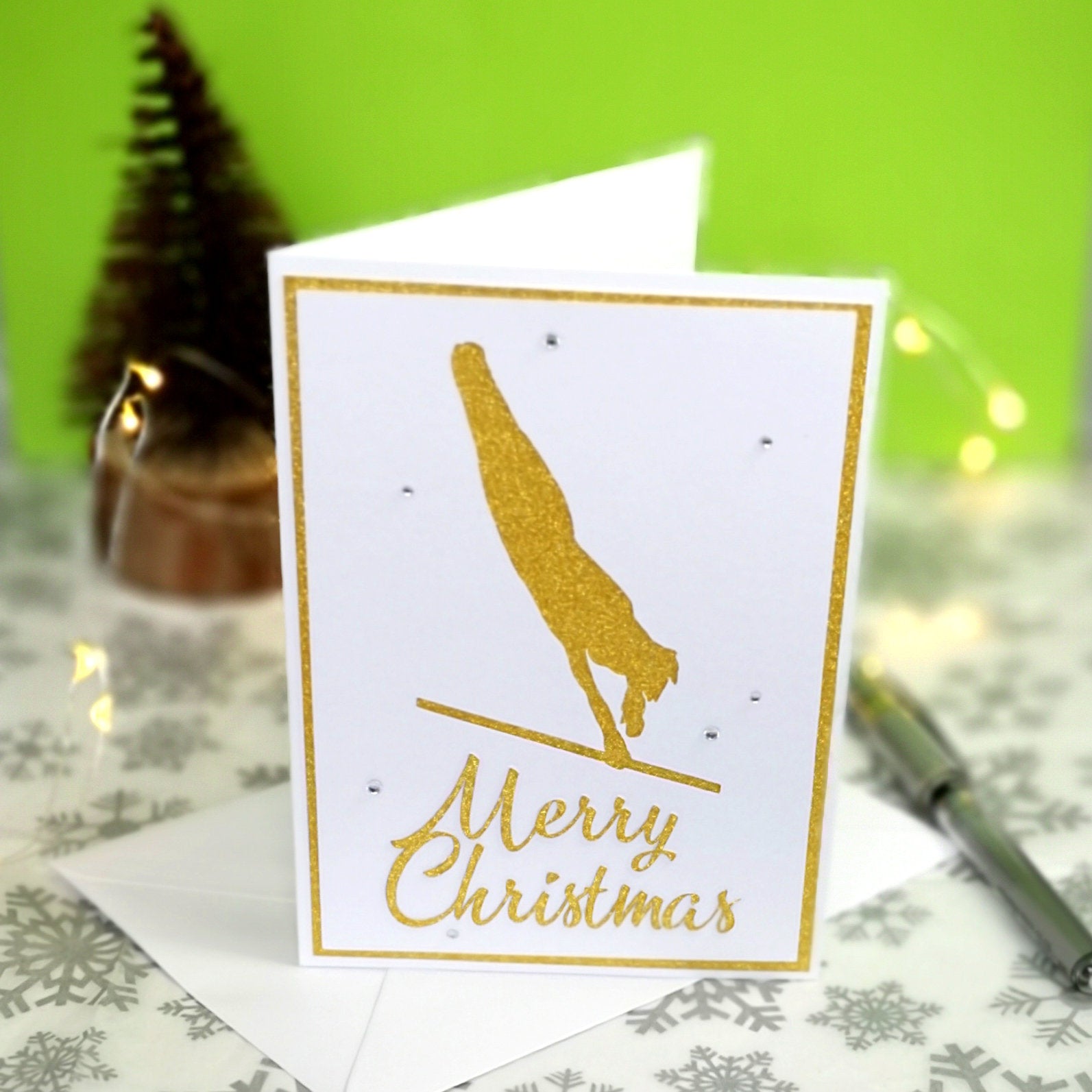 Blind Turn | A-Bars Handmade A6 Gymnastics Silhouette Christmas Card | The Festive Edition