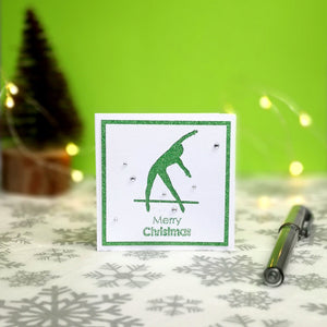 12 Handmade Gymnastics Mini Christmas Cards & Envelopes | 4 colours 3 of each | Women's Artistic | Asymmetric A-Bars | Uneven Bar | Tkatchev