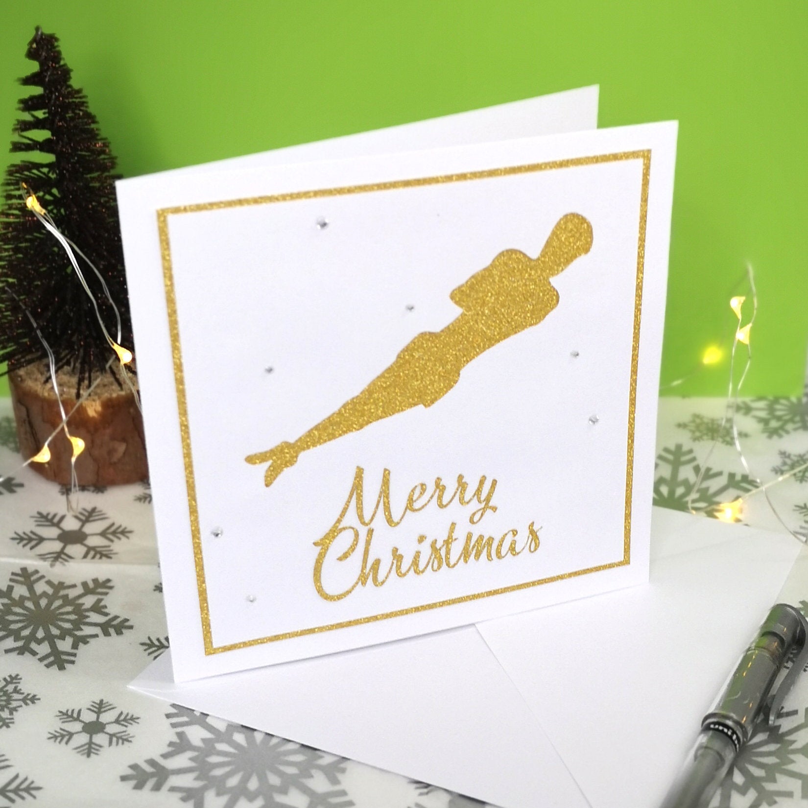 Twist | Handmade Large Square Gymnastics Silhouette Christmas Card | The Festive Edition