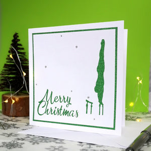 P-Bars Handstand | Handmade Large Square Silhouette Christmas Card | The Festive Edition