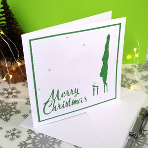 P-Bars Handstand | Handmade Large Square Silhouette Christmas Card | The Festive Edition