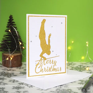 Squat Dislo | High Bar Handmade A6 Gymnastics Silhouette Christmas Card | The Festive Edition