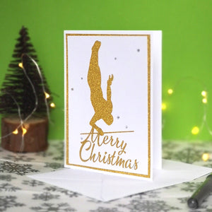 Squat Dislo | High Bar Handmade A6 Gymnastics Silhouette Christmas Card | The Festive Edition