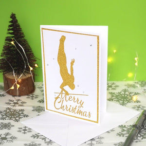 Squat Dislo | High Bar Handmade A6 Gymnastics Silhouette Christmas Card | The Festive Edition