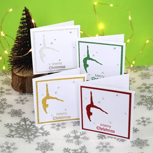 12 Handmade Gymnastics Mini Christmas Cards & Envelopes | 4 colours, 3 of each | Women's Artistic | Floor | Beam | Flic | Back flip | Dance