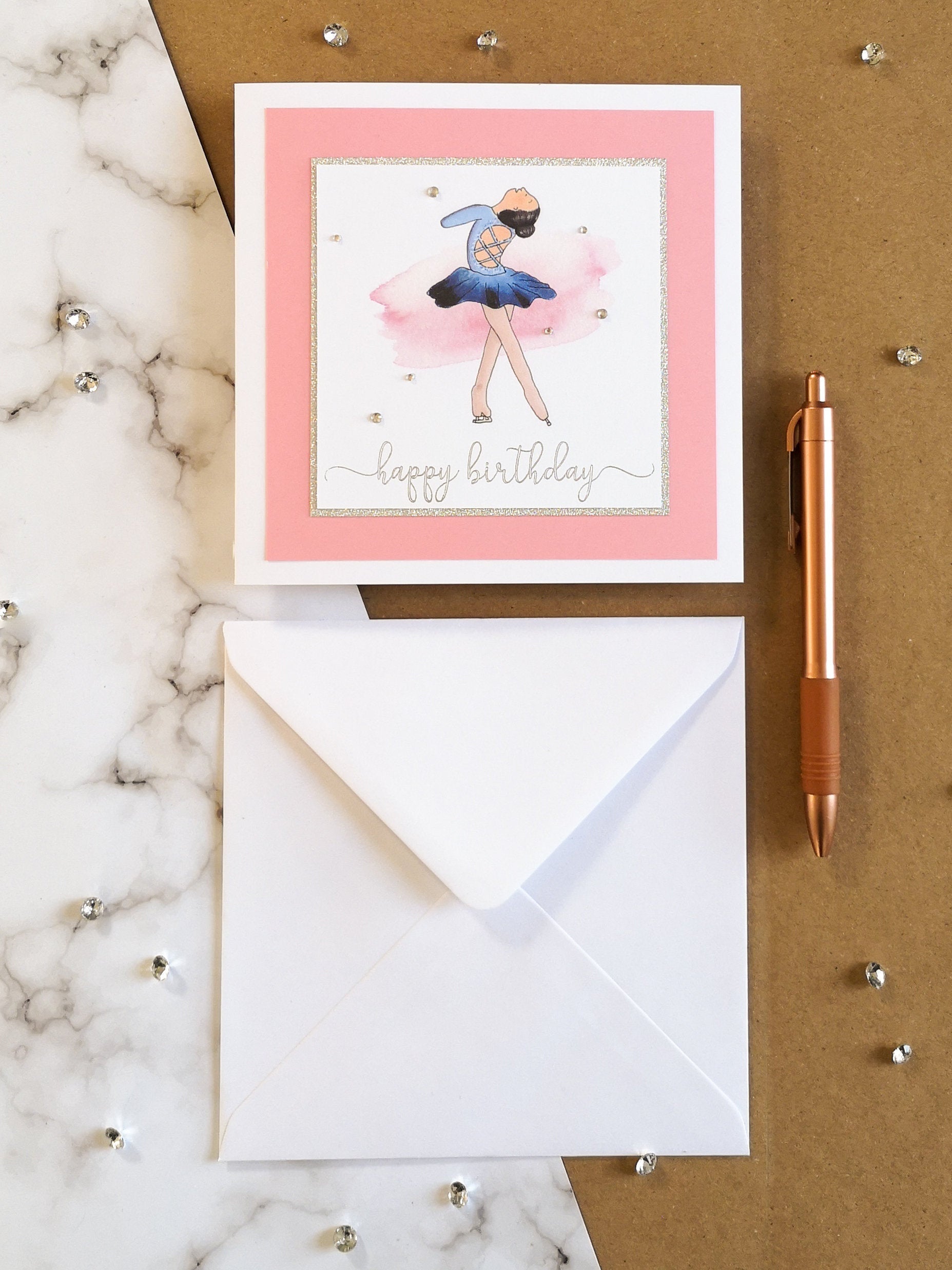 Lily The Figure Skater | Handmade Ice Skating Birthday Card