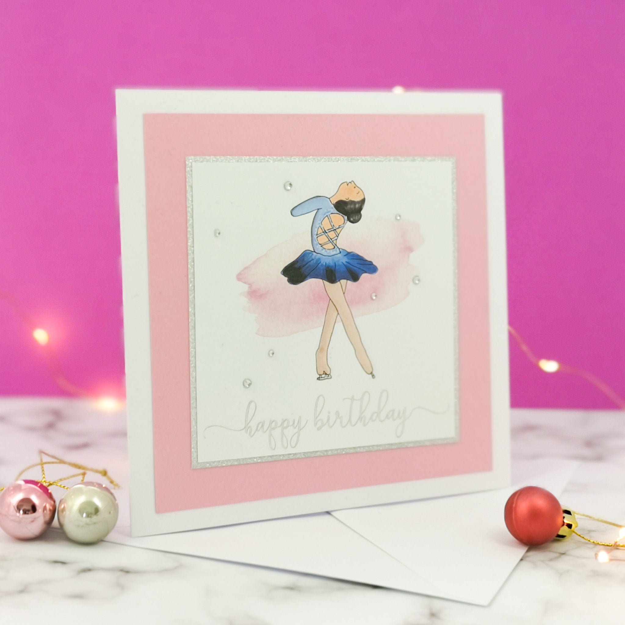 Lily The Figure Skater | Handmade Ice Skating Birthday Card