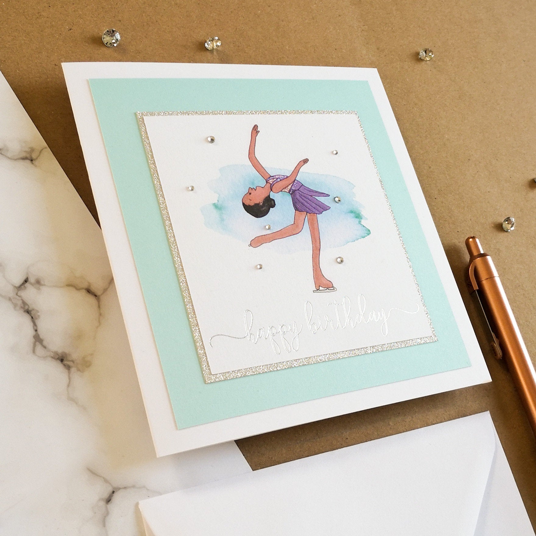 Sophie The Figure Skater | Handmade Ice Skating Birthday Card