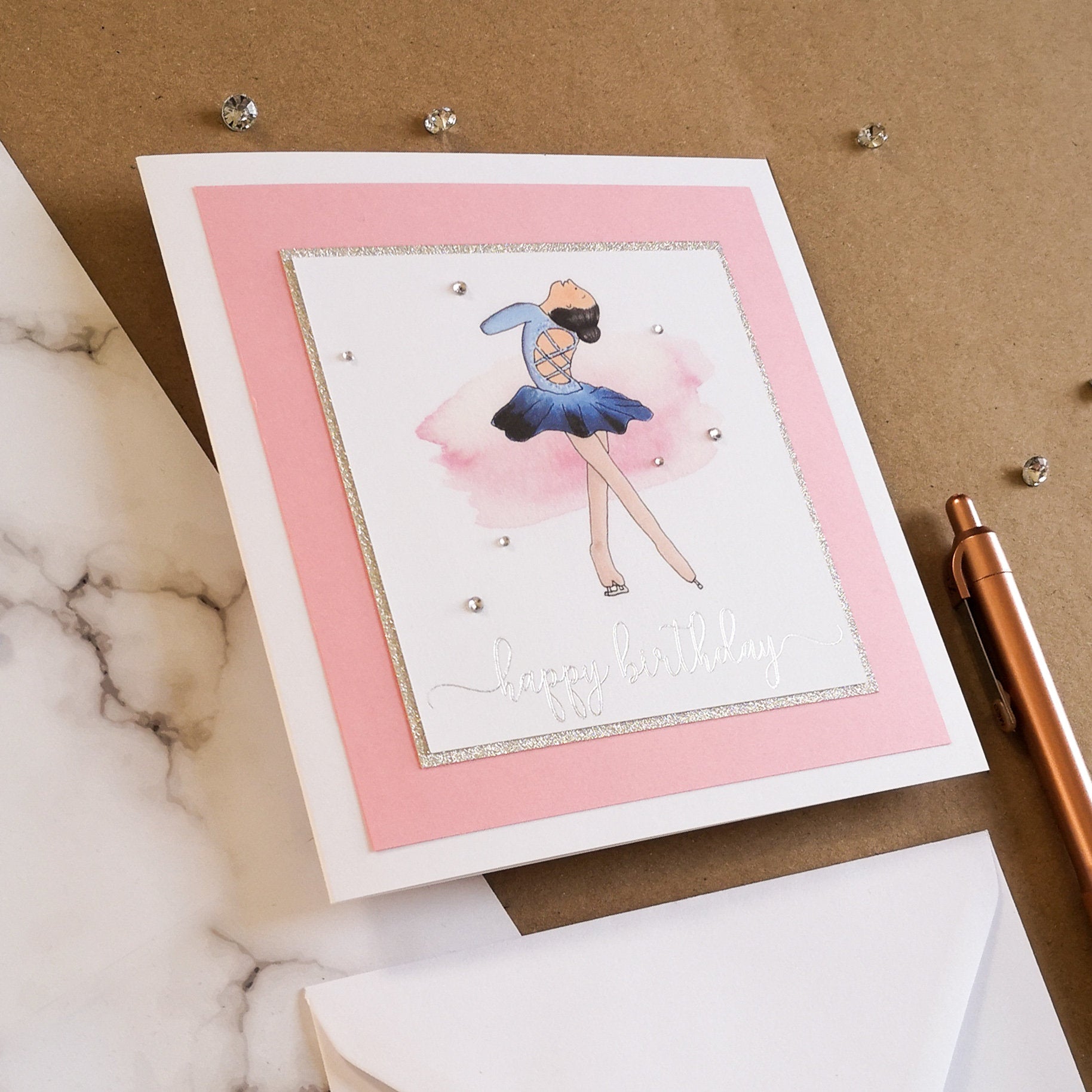 Lily The Figure Skater | Handmade Ice Skating Birthday Card