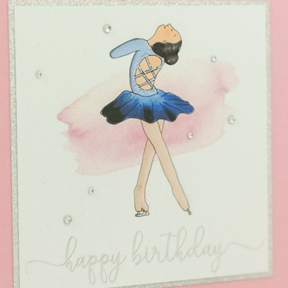 Lily The Figure Skater | Handmade Ice Skating Birthday Card