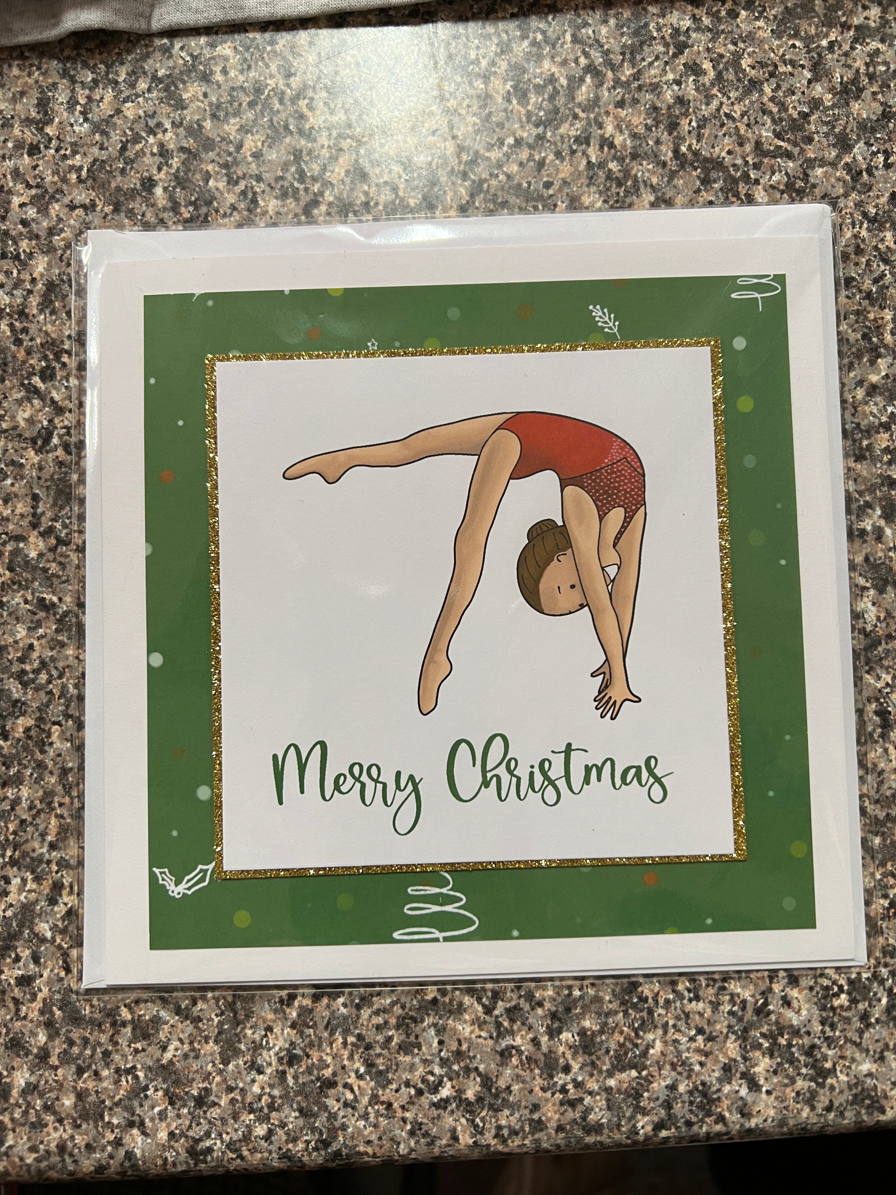 Eilidh The Gymnast | Handmade Gymnastics Christmas Card | Green