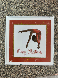 Katie The Gymnast | Handmade Gymnastics Christmas Card | Red