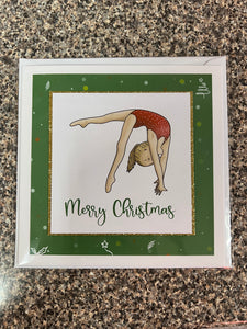 Anna The Gymnast | Handmade Gymnastics Christmas Card | Green