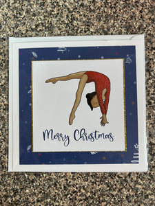 Cara The Gymnast | Handmade Gymnastics Christmas Card | Blue